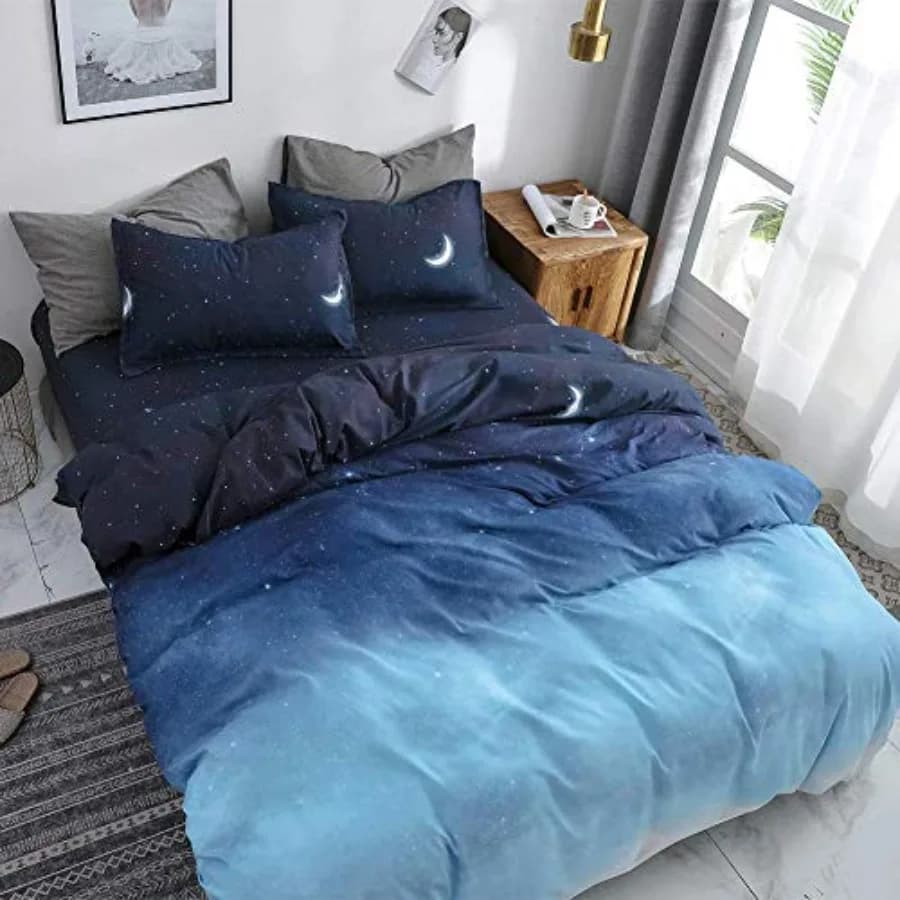 Duvet Cover Twin, 2 Pcs Space Galaxy Twin Bedding Sets for Girls Boys Soft Breathable