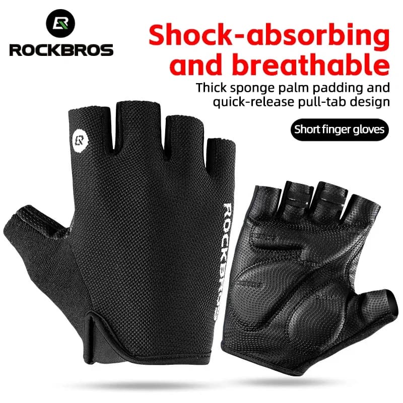 Guanti da Bici ROCKBROS Mezze Dita Estivi Traspiranti Antiscivolo con Imbottitura SBR Antiurto per MTB e Bici da Strada