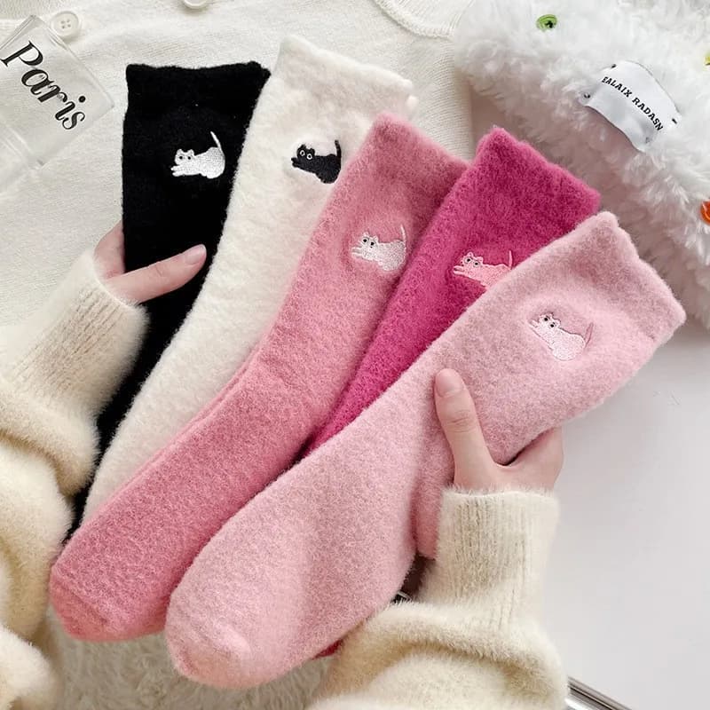 3 paia di calzini da donna in lana, caldi per autunno e inverno, spessi, in peluche, morbidi, post-parto, da casa, da dormire
