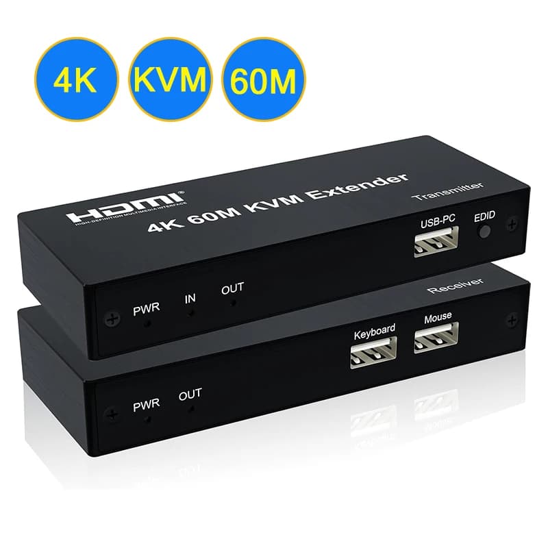 HDMI KVM extender 4K @ 30Hz 120M 60M on Ethernet cable RJ45 Cat6 USB HDMI Ethernet extender with loop-out support
