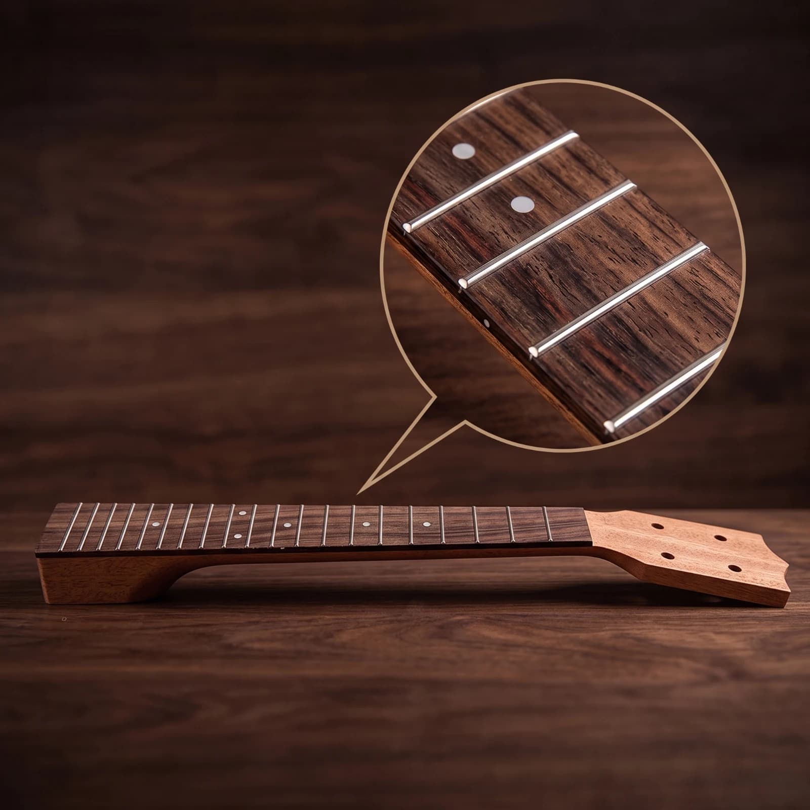 Ukulele Neck with Fingerboard Easy to Install Ukulele Neck with Fretboard Instrument Part Lightweight Long-Lasting