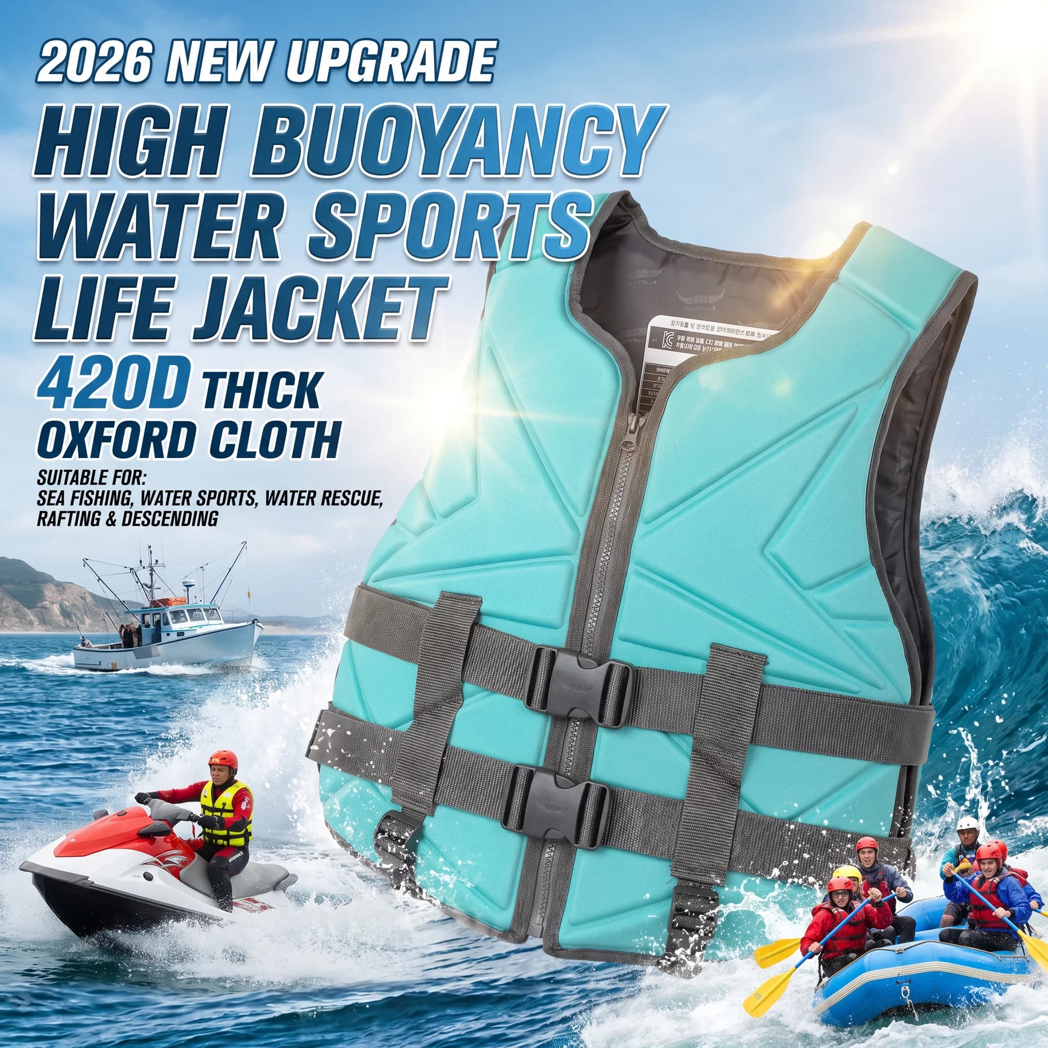 2026 New Upgrade Neoprene Profession Vest Life Jacket Buoyancy Lifejacket Surfing Life Vest Swimming Floating Swimsuit
