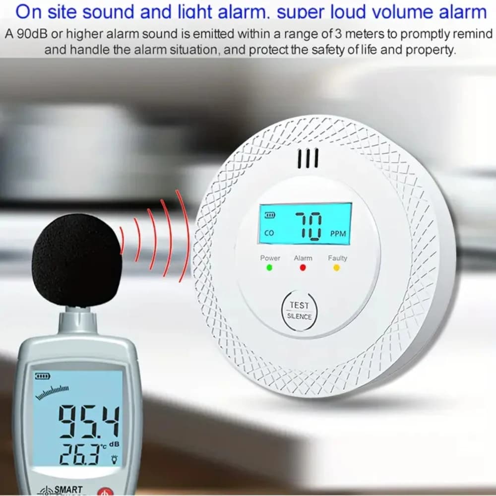 Independent Carbon Monoxide Detector Security Protection Gas Detector LCD Digital Display Home Warning Real-Time Alarm