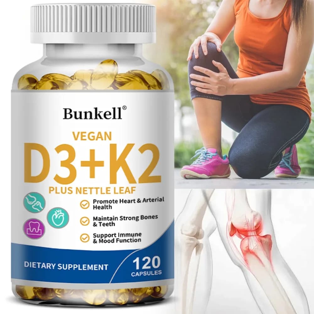 Vitamin D3 & K2 Capsules Supplement - Helps Support Bone and Immune Health, Maximizes Calcium Absorption, and Boosts Energy