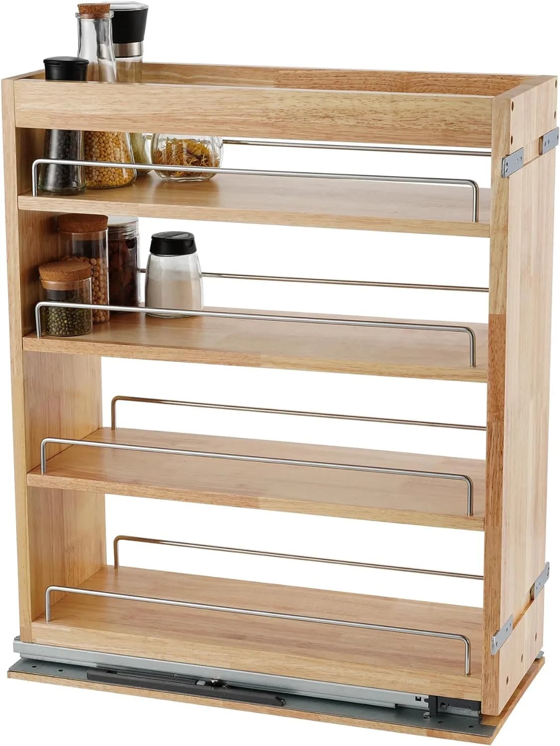 Pull Out Spice Rack Organizer for Cabinet, (5" W X 21.9" D X 25.2" H) Mul