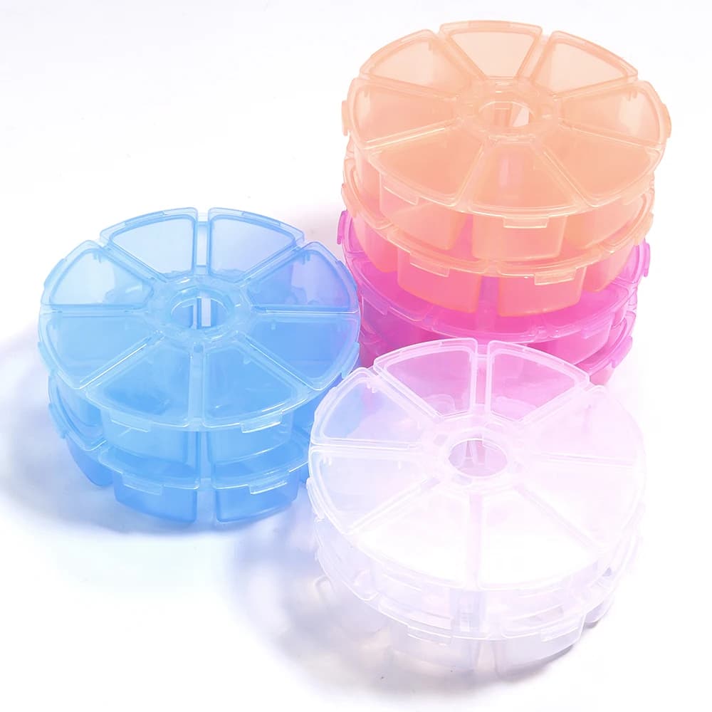 Scatola portaoggetti rotonda in plastica trasparente, contenitore per gioielli, perline, strumenti per la pesca, scatola per accessori, piccoli oggetti, custodia per articoli vari
