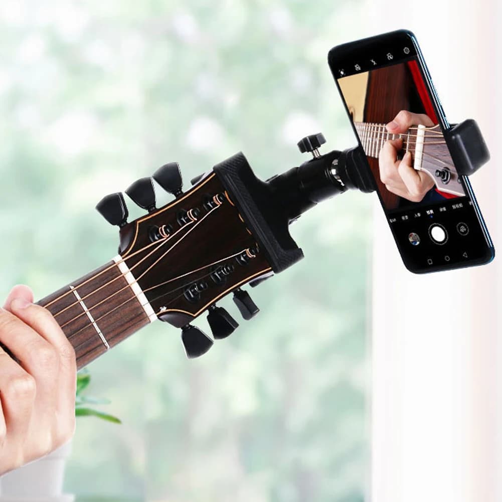 Mobile Phone Holder Stand Adjustable Angle Cell Phone Stand Clamp Multifunctional Guitar Head Phone Mount for Live Broadcast