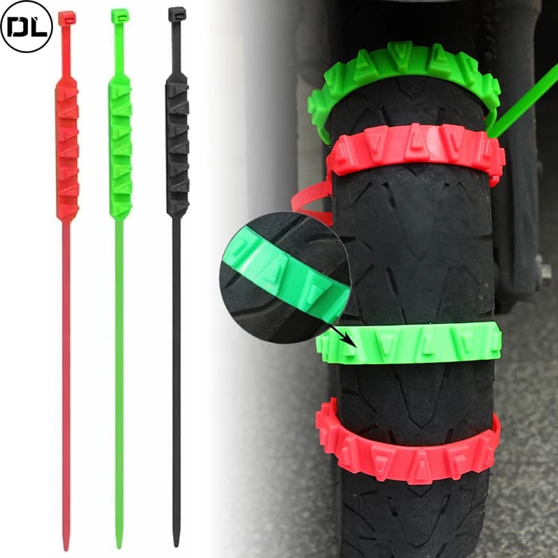 3/5pcs catene da neve antiscivolo per moto biciclette ruote per pneumatici invernali fascette per cavi antiscivolo strumento per catena per pneumatici di emergenza per moto