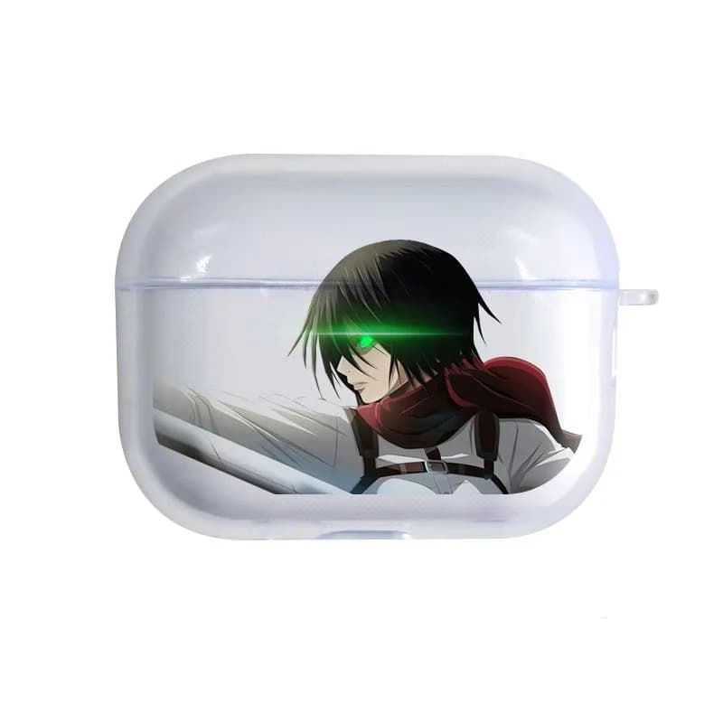 Janpaese Anime Girl M-Mikasa Soft Silicone TPU Case For AirPods Pro 3 2 1 AirPods 4 3 2 1 Transparent Bluetooth Earphone Case