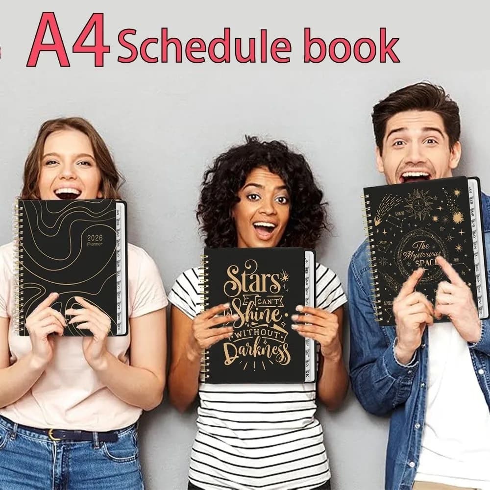 Productivity Tool A4 2026 Notebook Double Coil Binding Portable Monthly Planner Weekly Planner Academic Planning