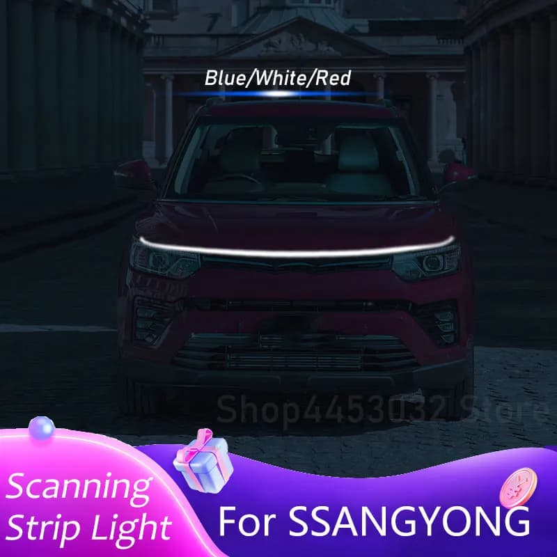 Striscia luminosa per cofano a LED per auto per Ssangyong Rexton torn Grand Actyon 1 2 luci di marcia diurna DRL Start Scanning Lamp accessori