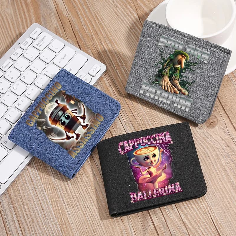 Portafogli Brainrot italiani Divertenti Tralalers Shark Meme Portafoglio in nylon Moda portatile Tung Sahur Porta carte Portamonete Regalo per bambini