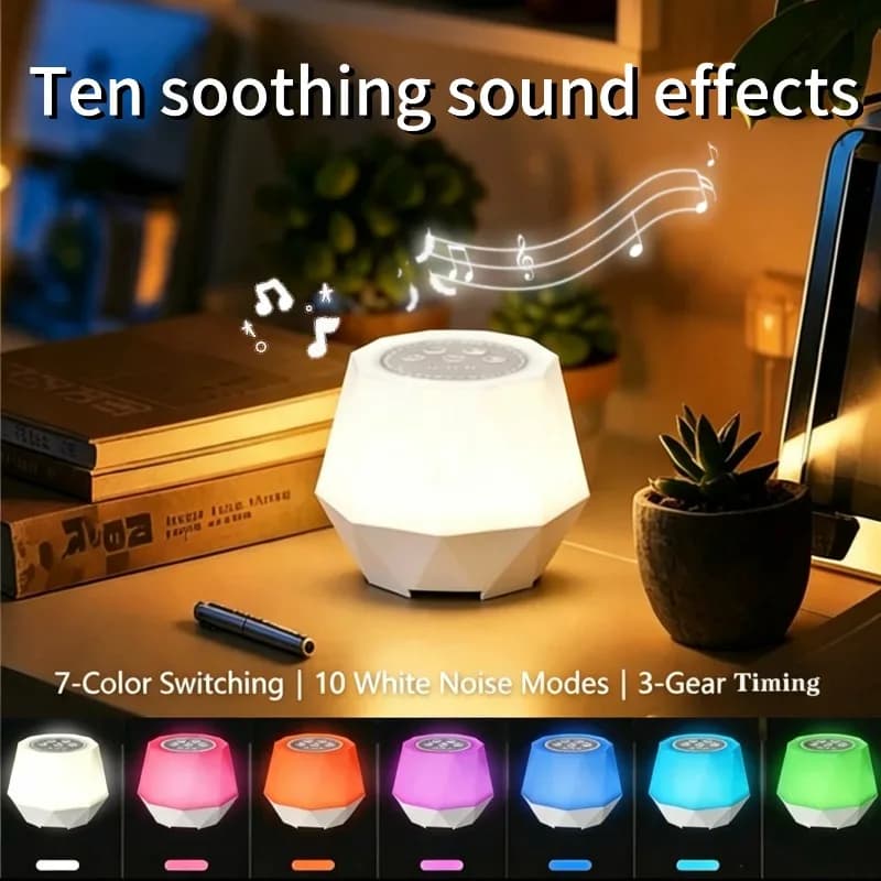 Monitor per il Sonno con Rumore Bianco, Ricarica Intelligente, Luce Notturna Multicolore Temporizzata, Ideale per il Risveglio Notturno, per Camera da Letto, Cameretta