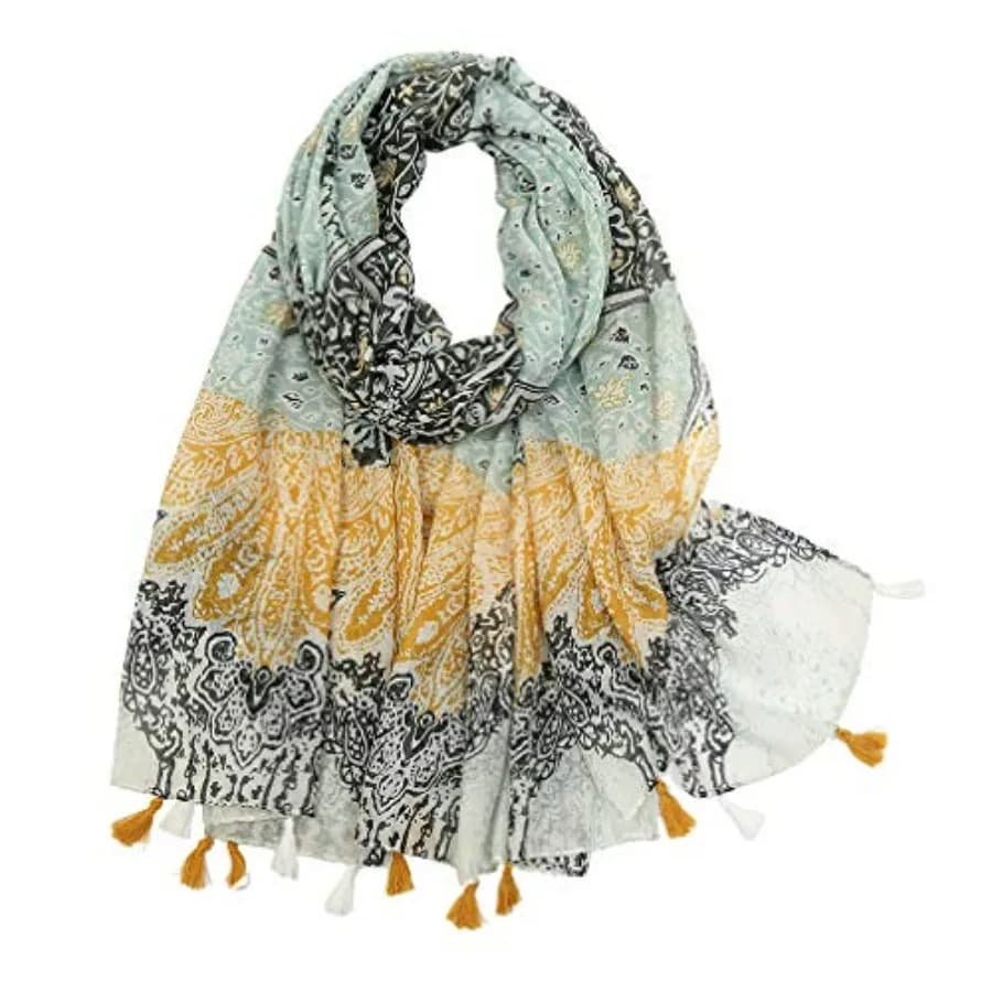Sciarpa Boho Yeieeo per donna, sciarpa leggera con stampa floreale, scialle con frange alla moda autunno inverno