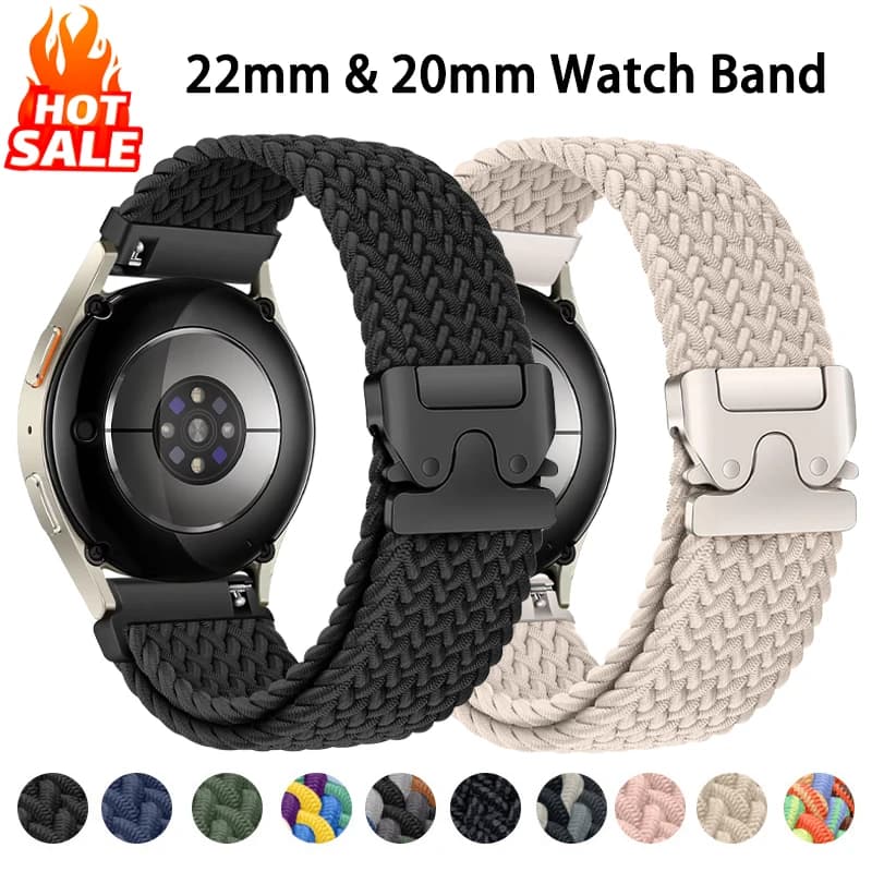 Cinturino intrecciato per Samsung Galaxy Watch 7 6 5 4 FE 40mm 44mm//5 Pro 45mm Nylon elastico Sport Galaxy Watch6 Classic 47mm 43mm cinturino
