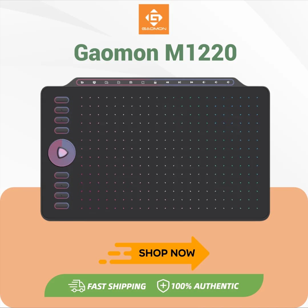 GAOMON M1220 Tavoletta grafica da disegno da 12 pollici 8192 livelli con 8 tasti rapidi e 13 tasti multimediali Supporto per sistemi operativi Mac/Windows/Android
