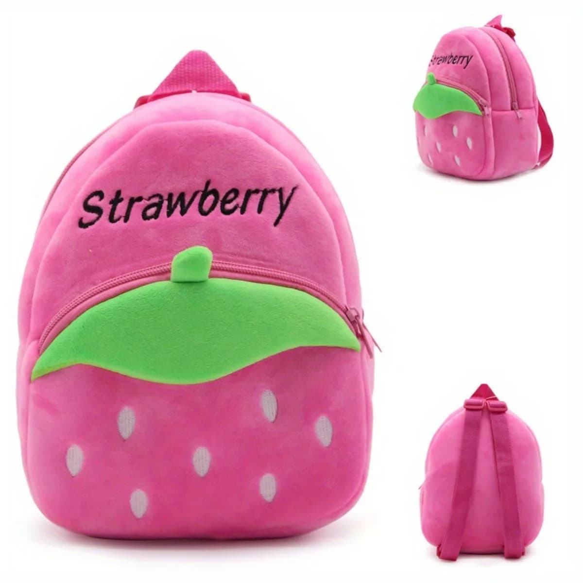 Borse per bambini zaino per bambini in peluche zaino per fragole in cartone animato borsa per scuola in età prescolare in stile frutta rosa regalo di compleanno per ragazze