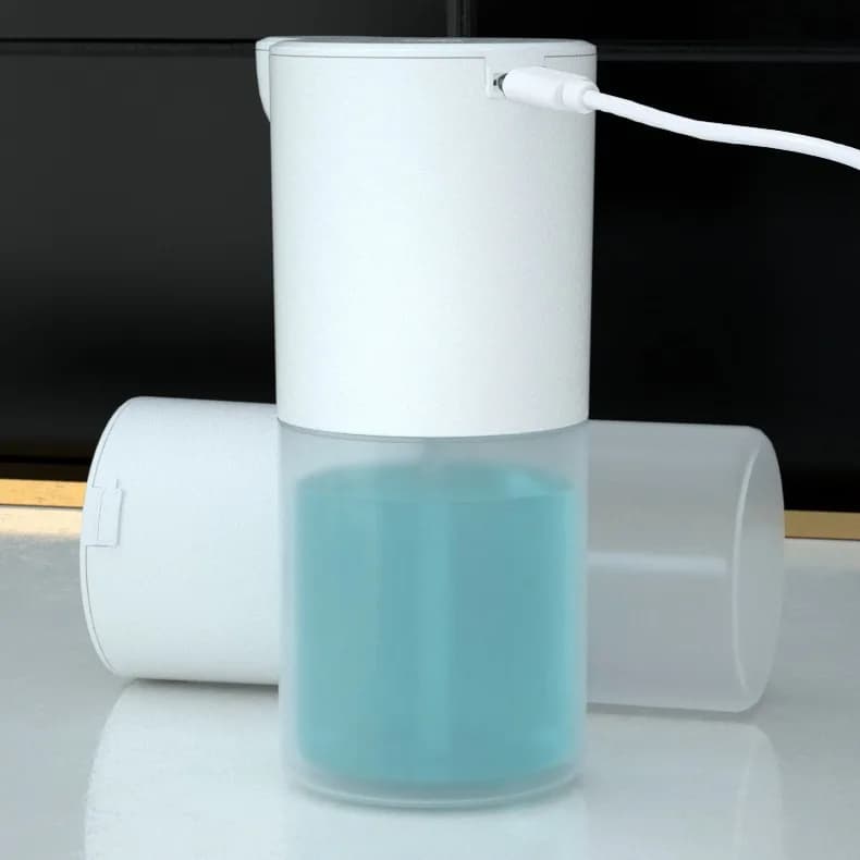 Dispenser Automatico di Sapone a Schiuma 350ML per Bagno e Toilette, Macchina Intelligente per Lavaggio Mani, Ricarica USB, Bianco in ABS