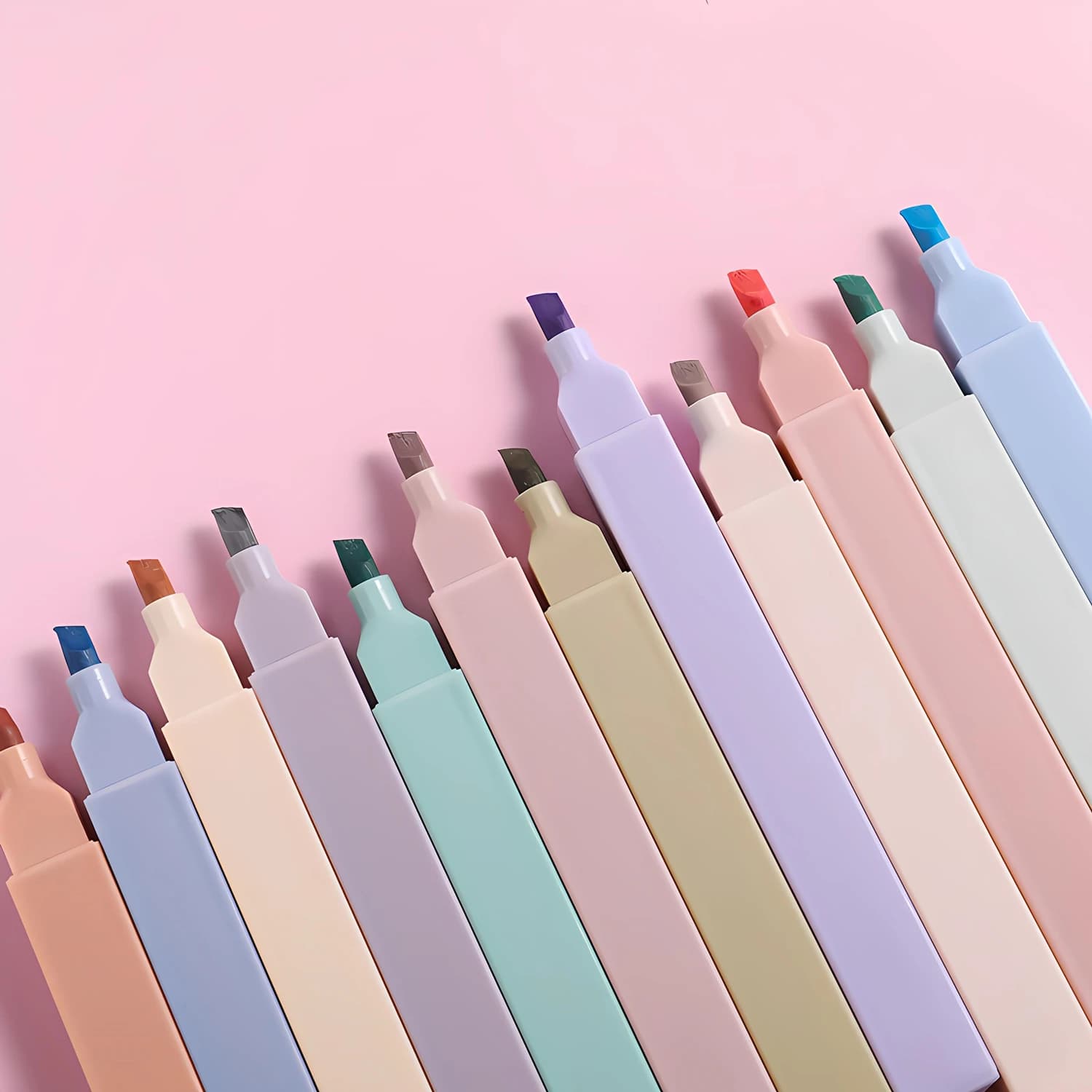 Highlights Pastel Color Papers, 12 Colors, Bible Pens Without Wavings with Soft Point, Exterior Pens, Kawaii Markers, Student Chancellery