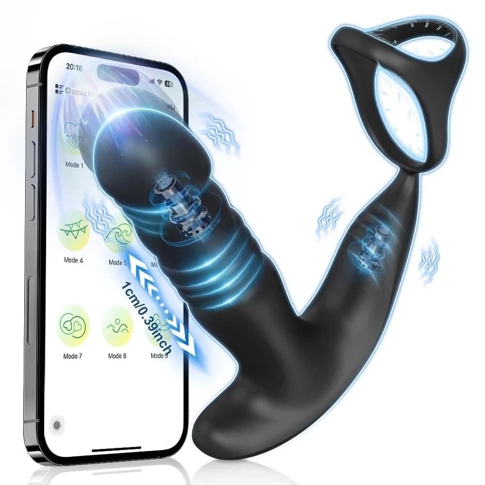 Massaggiatore prostatico maschile con controllo APP - Plug anale con anello in sughero vibratore per eiaculazione ritardata Giocattolo adulto del sesso