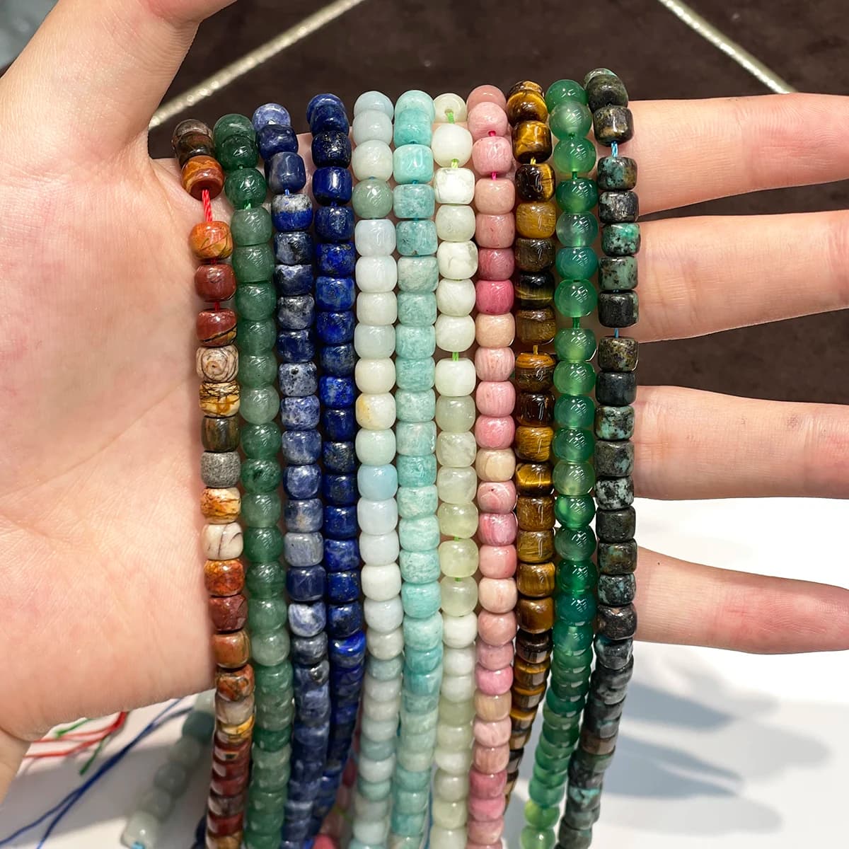 5X6MM Barrel-shaped Through-hole Beads Natural Stone Crystal Beads for Jewelry Making DIY Necklaces Bracelets and Accessories