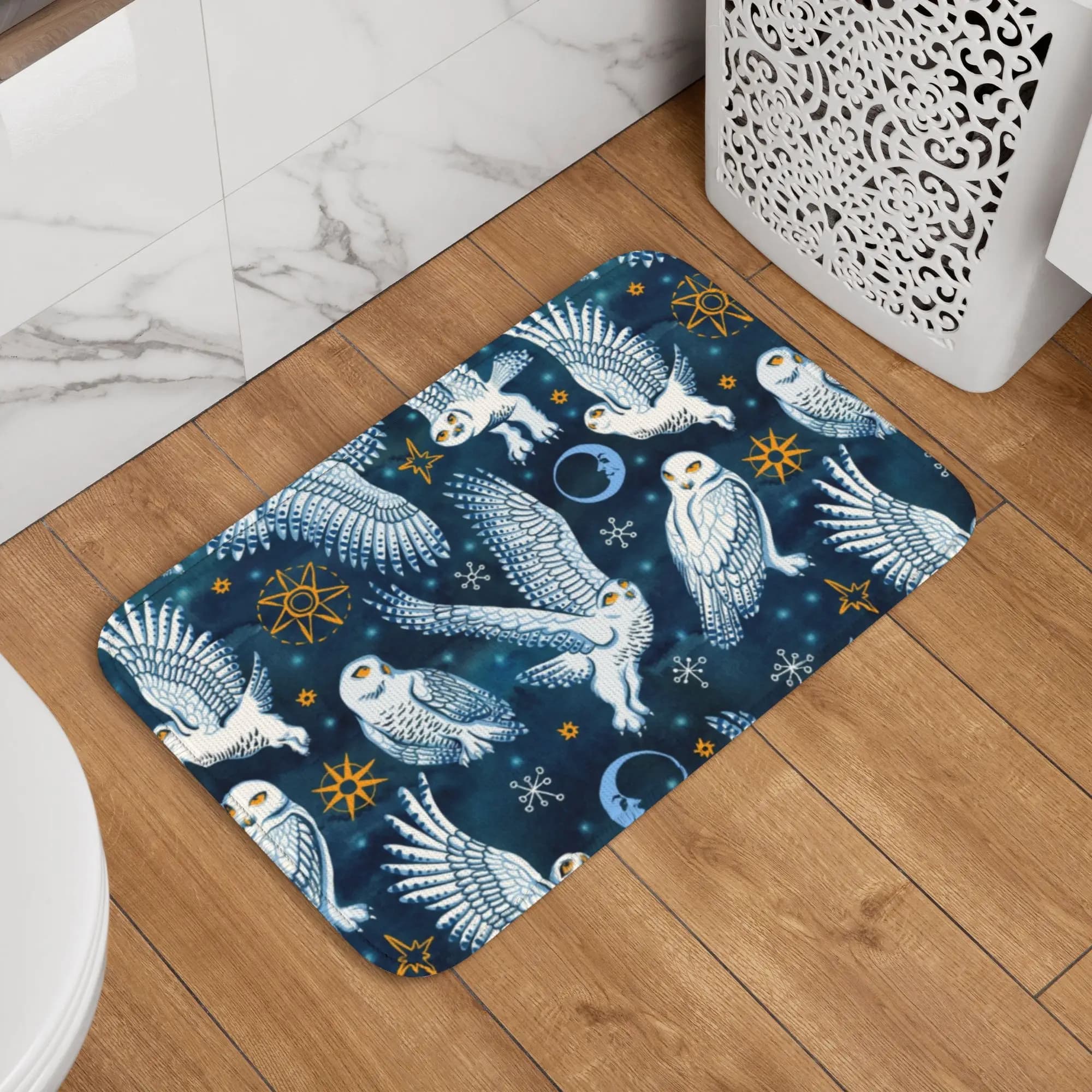 Tappetino personalizzato con motivo gufo delle nevi, antiscivolo, per ingresso, bagno, cucina, porta, garage, tappeto, tappetino per pavimento