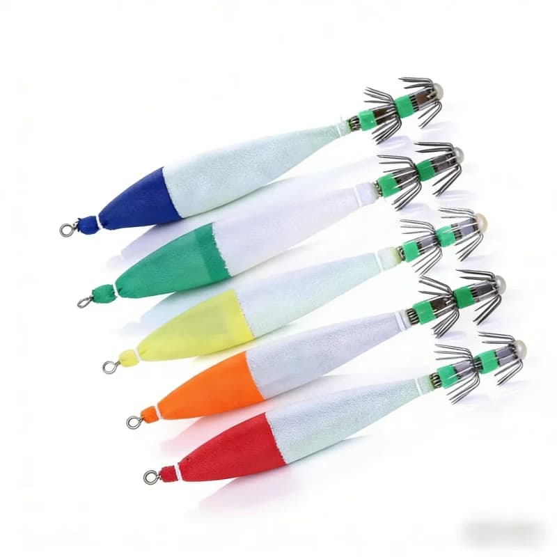 Set of 5 Luminous 10,5 CM 6G Artificial baits for Night Fishing in Sea, Custom Bionic baits with Love for Calamari