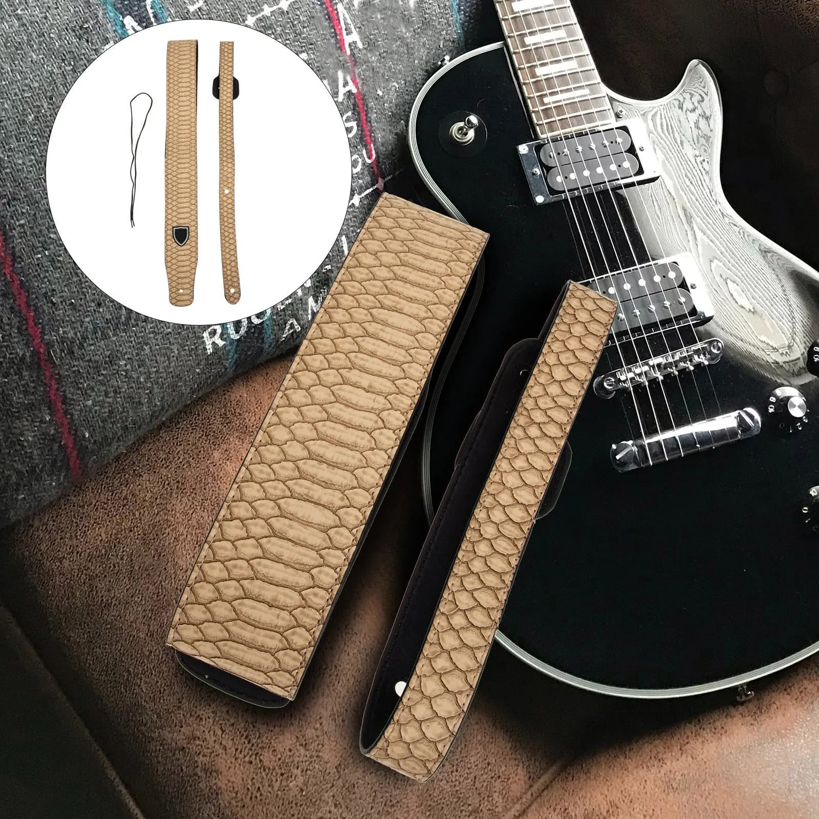 Elegante tracolla per chitarra realizzata con materiali sicuri per chitarra folk, basso elettrico, ukulele, comoda e riducente la pressione