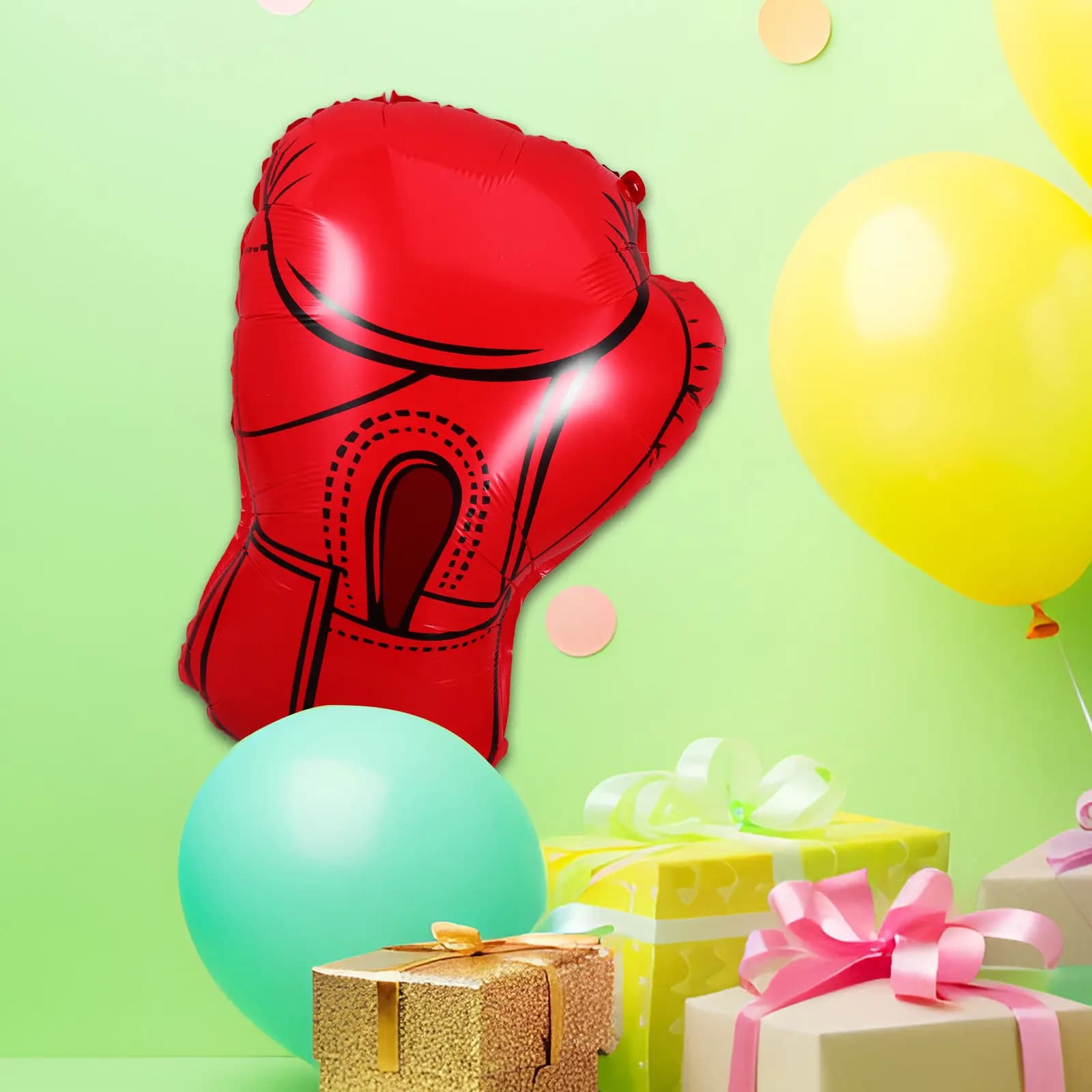 6 Boxing Gloves Shape Balloons, Sports Theme Party Decorations, Gym Complementary Theme Decorations