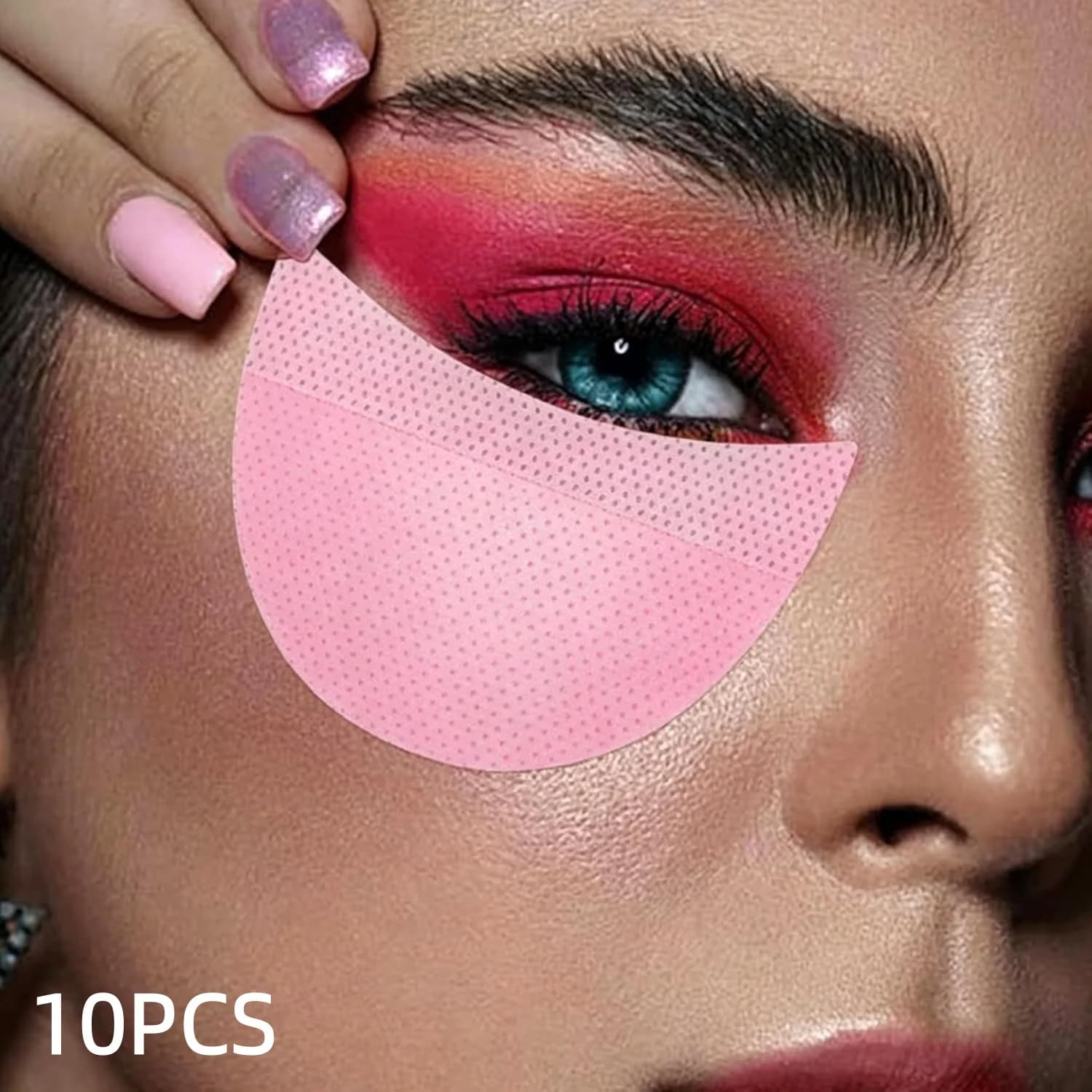 Set di 10 Protezioni Sotto Occhi in Tessuto Non Tessuto Rosa e 3 Rotoli di Nastro per Extension Ciglia, Adesivi Protettivi per Applicazione di Ombretto, Eyeliner e Mascara