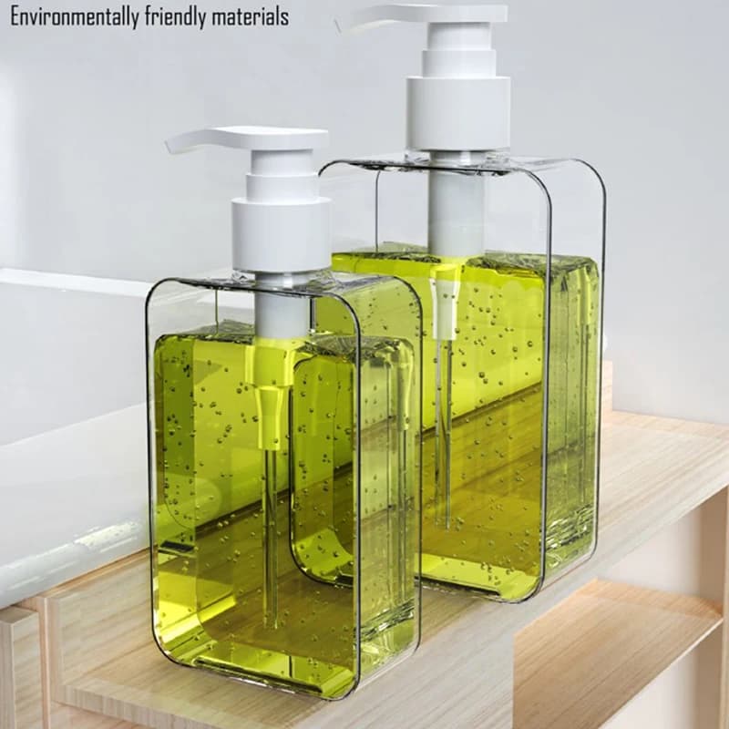 Dispenser di sapone quadrato trasparente da 1 pezzo, flacone per lozione da appoggio con pompa, dispenser di sapone liquido per bagno, ricaricabile, vuoto