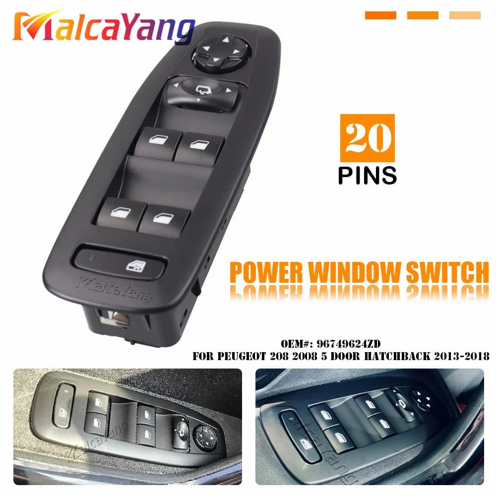 Accessori auto 96749624ZD Interruttore di comando alzacristallo elettrico principale per PEUGEOT2013 ~ 2019 Pulsante sollevatore lato conducente anteriore sinistro