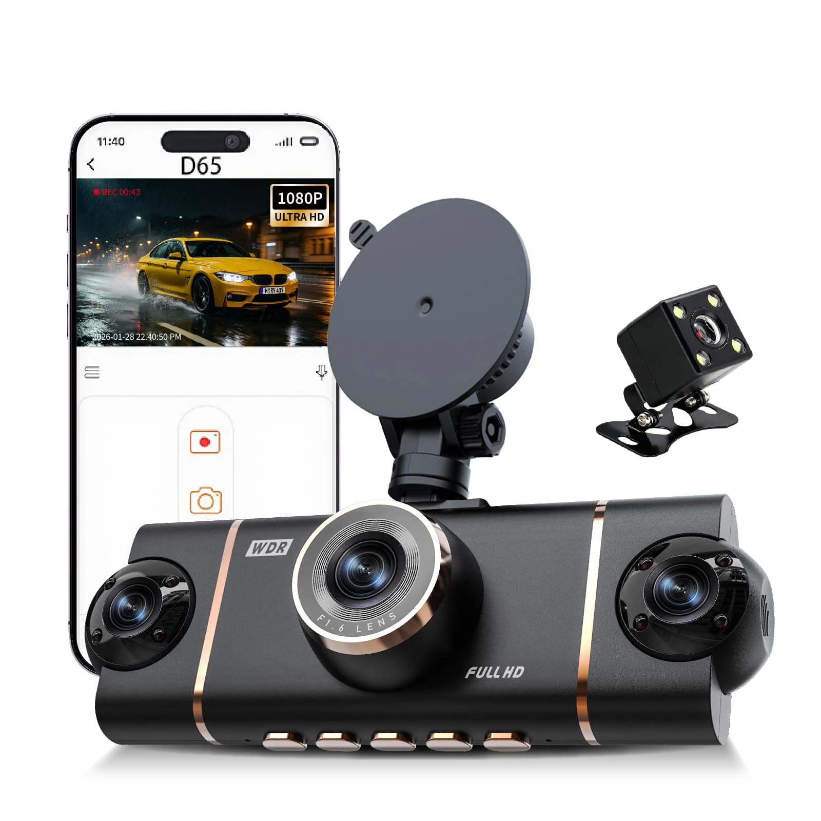 Four-Channel WiFi Dash Cam 1080P Driving Recorder HD Front Inside Rear View Infrared Night Vision Car Charge Reversing Camera