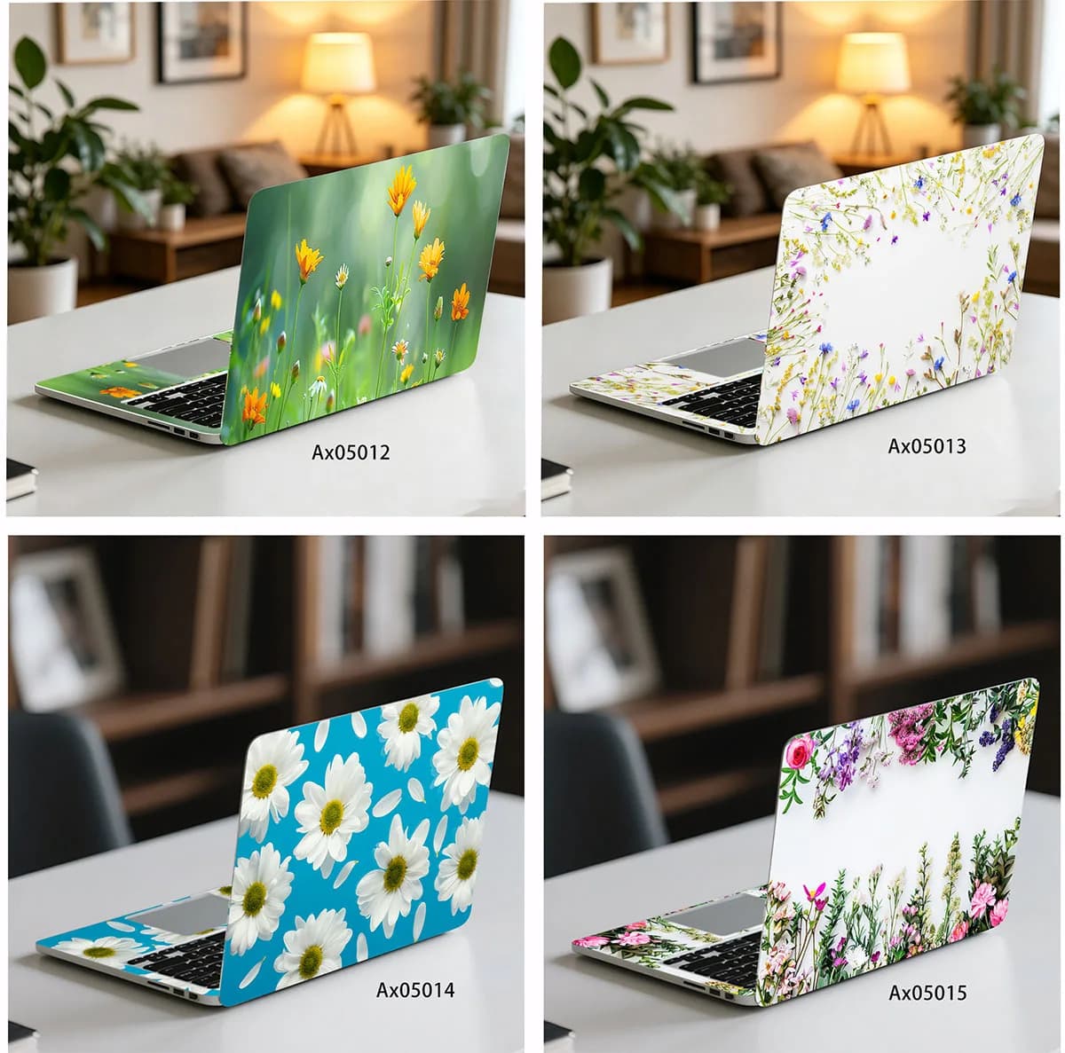 Daisy Wildflower Floral Wreath Anti Scratch Protective Laptop Skin Sticker Scratch Resistant Universal Notebook Stickers