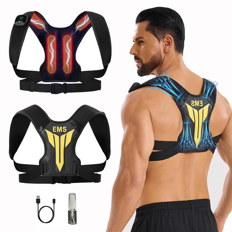 Stimolatore muscolare elettrico EMS Vibrazione della spalla posteriore Massaggiatore antistress Tonico muscolare intelligente Postura corretta del corpo Carica USB