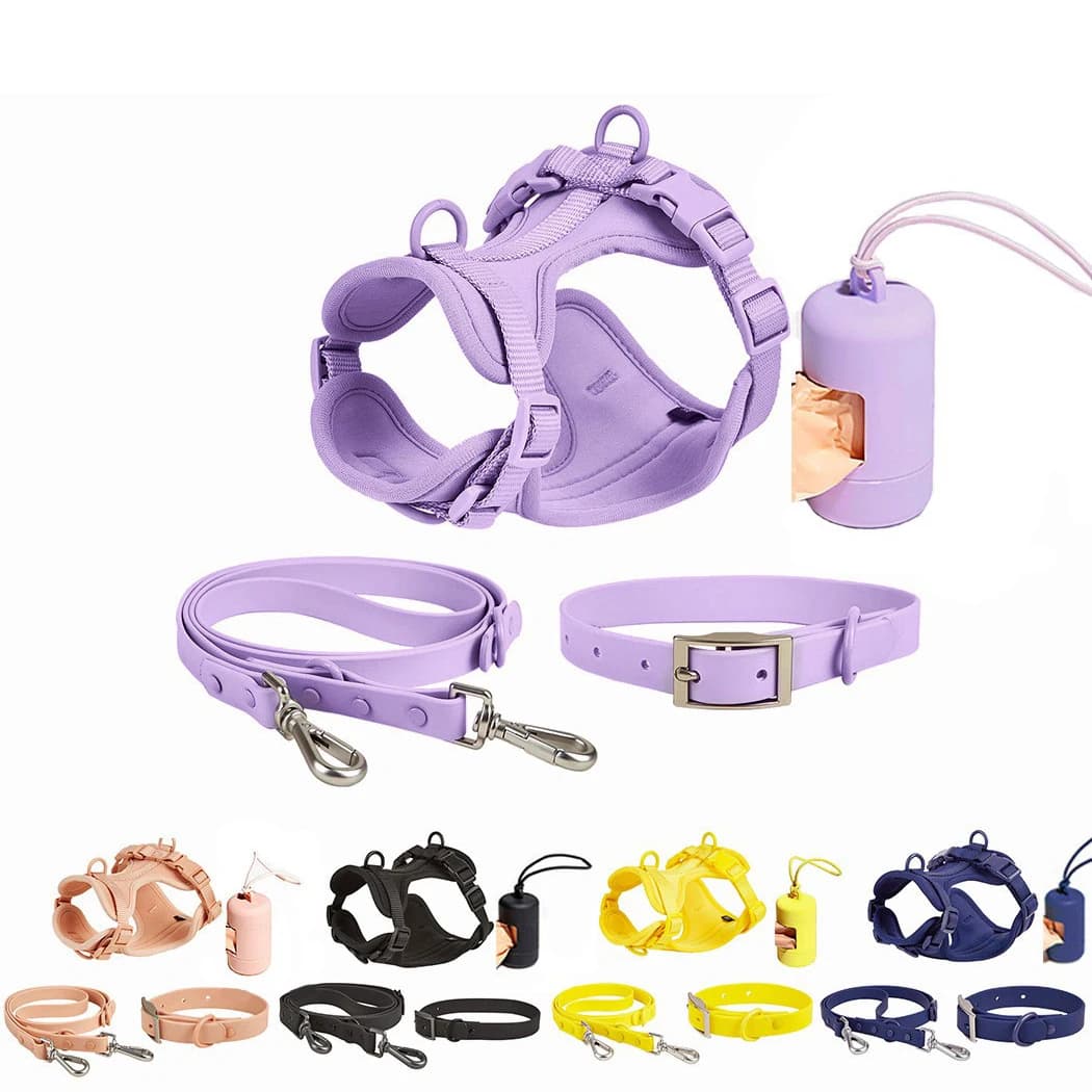 Collare e guinzaglio per cani personalizzati Tattico senza tirare Set di pettorine per cani in PVC siliconico Pettorina per cani impermeabile Fornitori di animali domestici