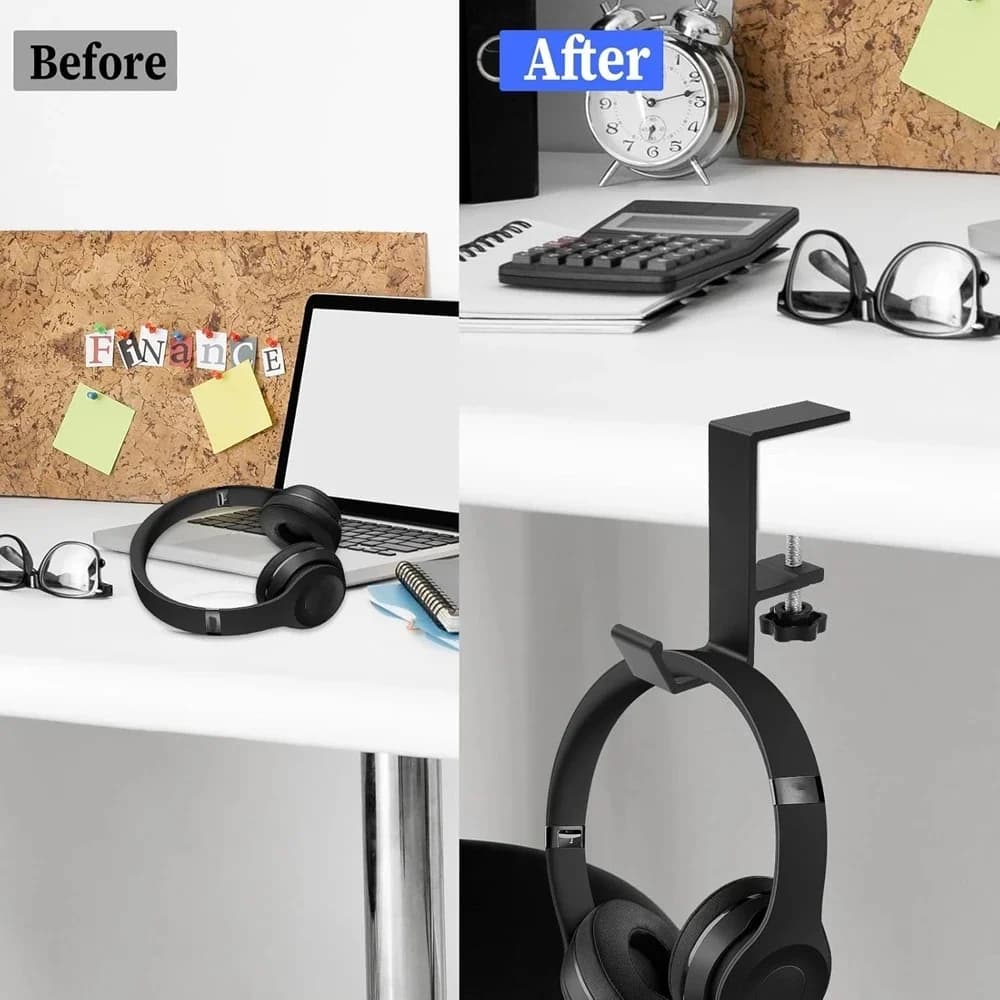1/2pcs Adjustable Desk Edge Hook Gaming Headset Hanger with Backpack Storage Punch-Free Office Home Organizer Holder