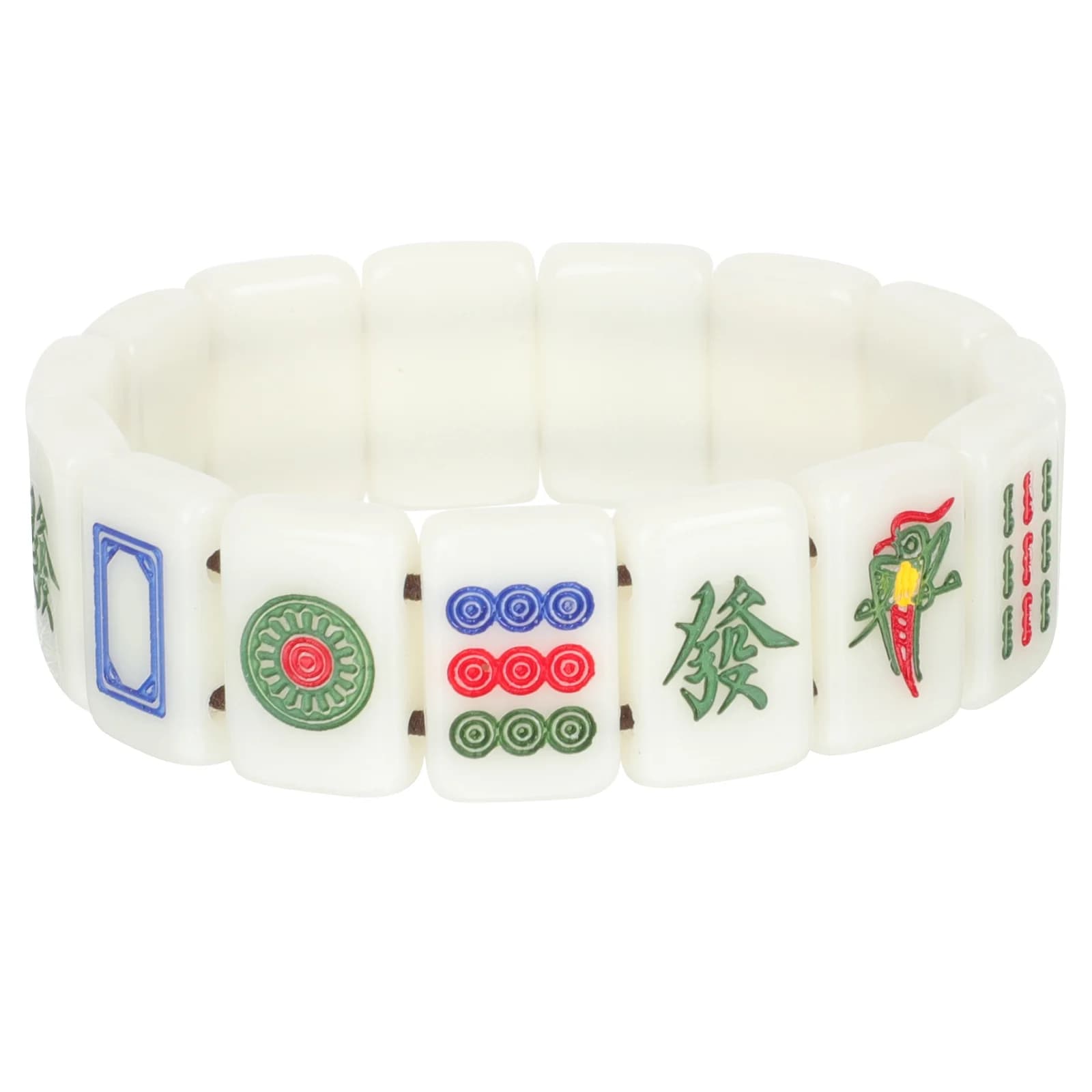Bracciale Mahjong elastico in acrilico per uomo Coppie Piastrelle Mahjong creative Accessori per gioielli di moda Catene da polso Braccialetti regalo