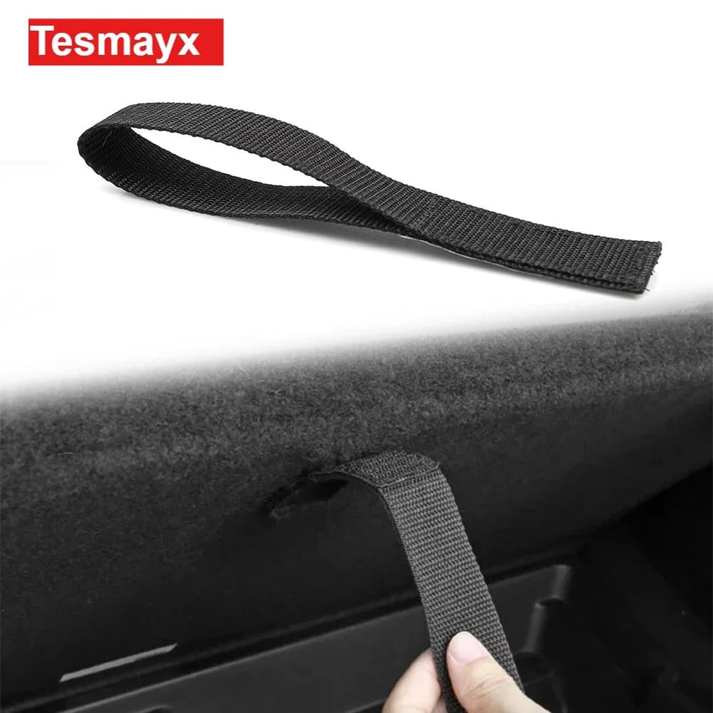 For Tesla Model Y Juniper Rear Baule Corda with Drawstring Open Coda Strop Cover Handle Pull Belt Organizer Car Accessories Car Mat