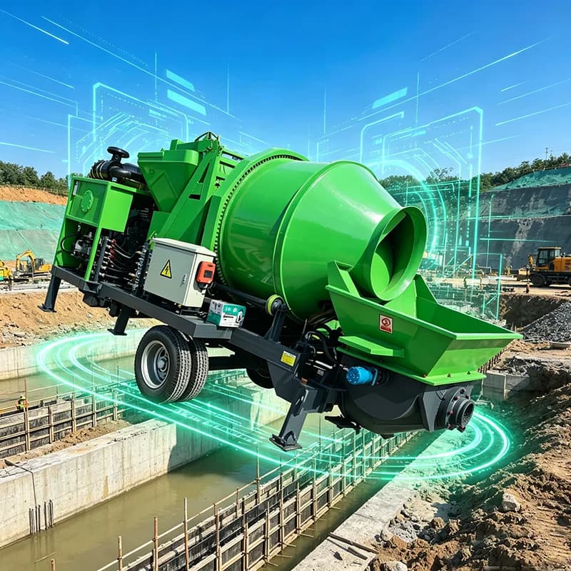 Self‑propelled Concrete Mixing Pump Integrated Mixing Conveying Pump for Foundation Works