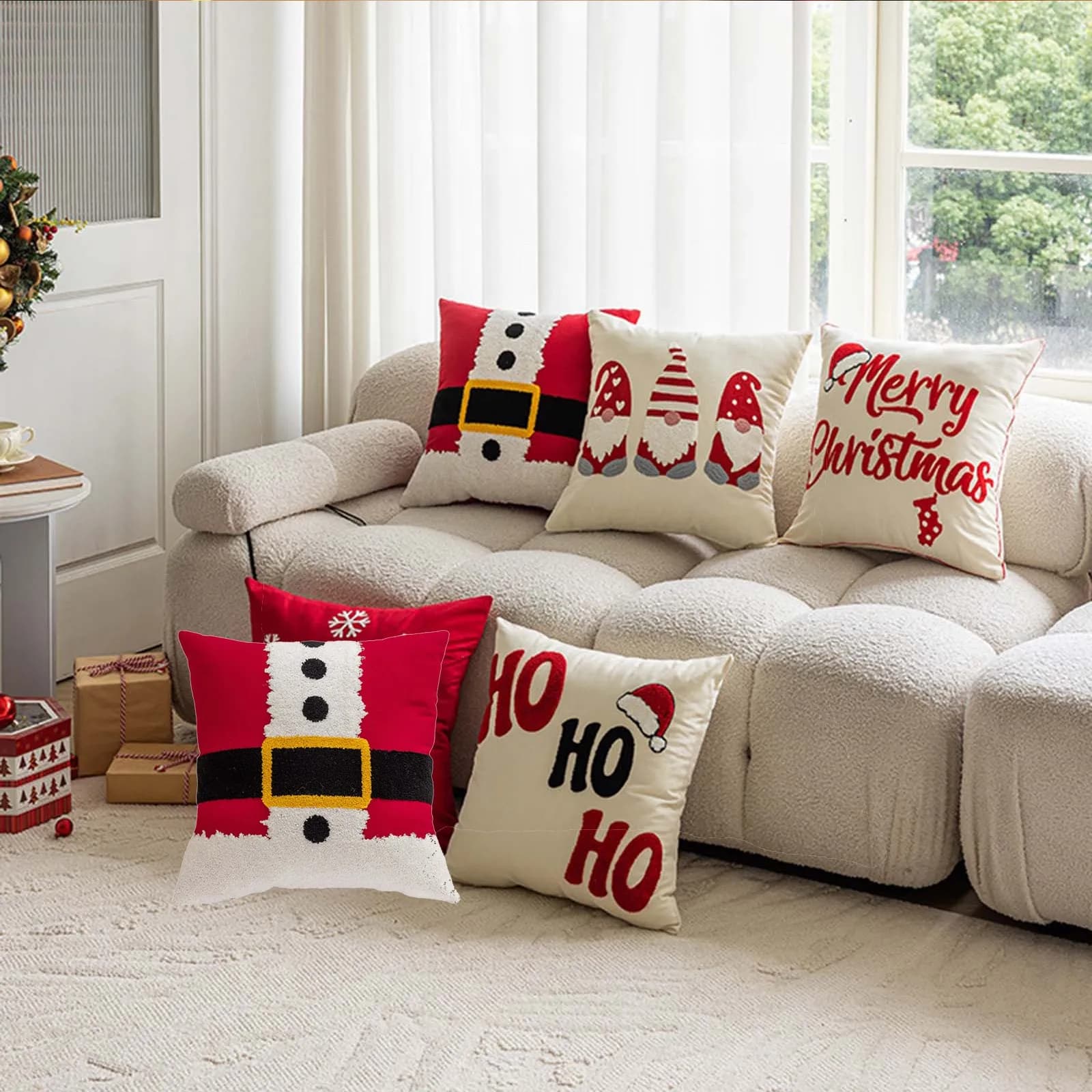 45x45cm Cushion Cover Christmas Theme Cute Cartoon Printed Pattern Cushion Cover Home Living Room Sofa Decorative Supplies