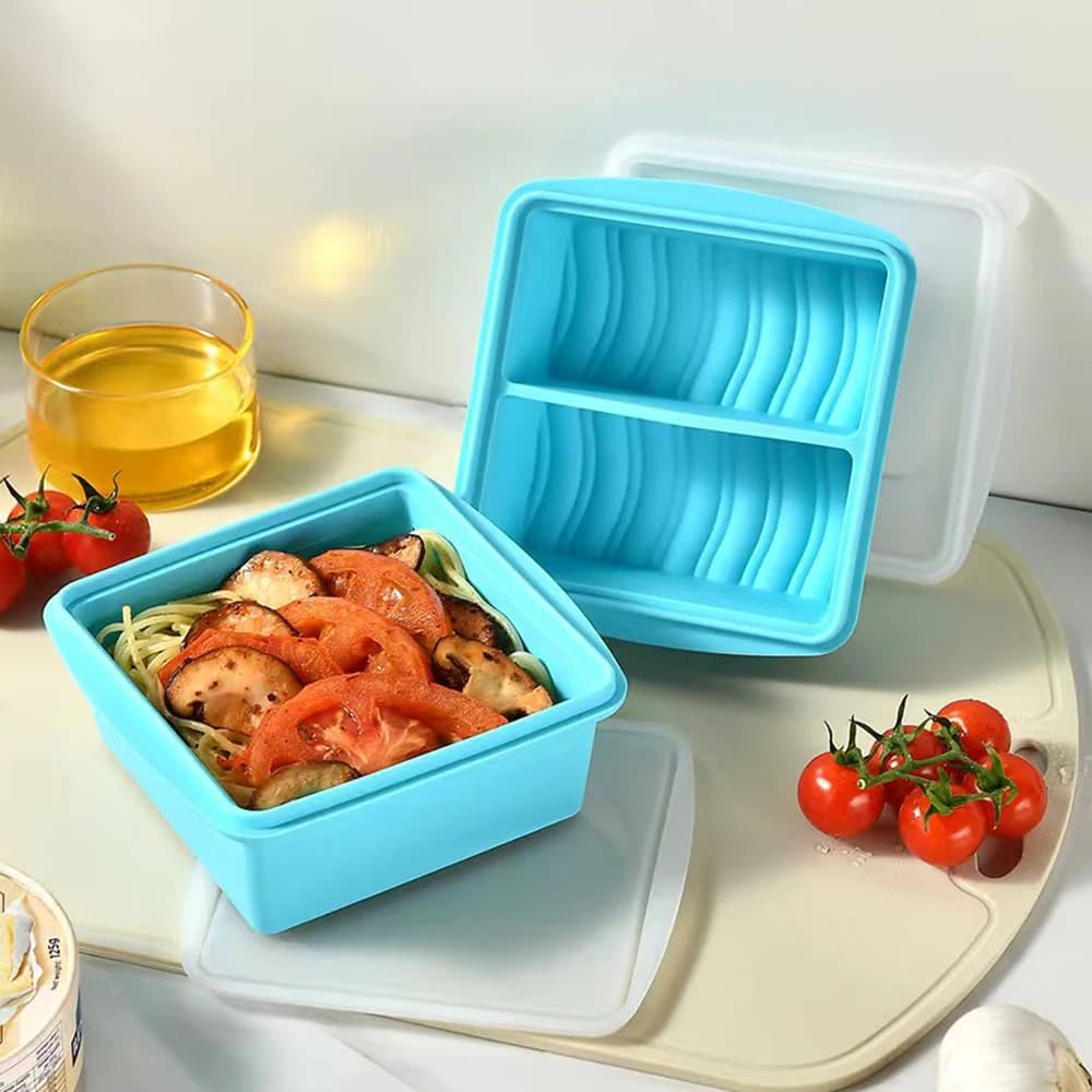 2 stampi in silicone per congelare la zuppa - a prova di perdite, senza BPA, adatti al microonde, perfetti per zuppe, salse, preparazione dei pasti e prodotti da forno