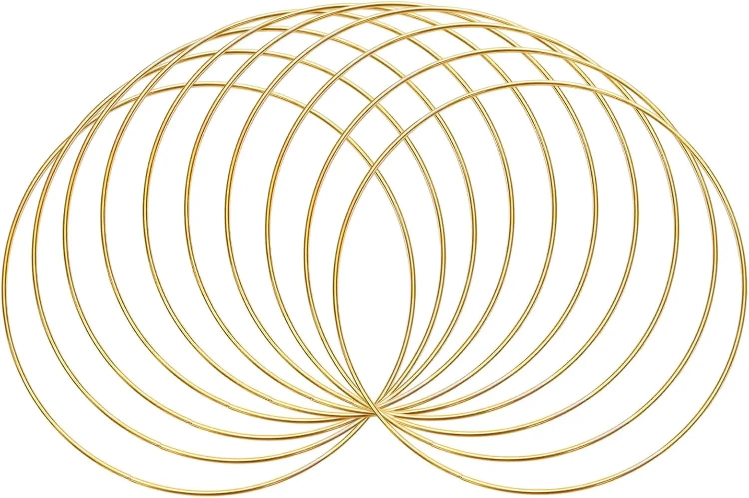 10 PCS 8 Inch Dream Catcher Rings, Metal Floral Hoops Wreath Macrame Gold Hoop Rings for Dream Catcher, DIY Wall Hanging(8 Inch)