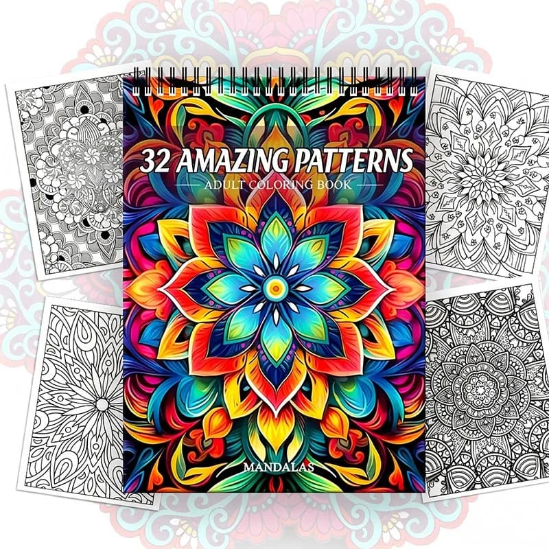 Fun Coloring Book, Mandala Pattern, Adult Coloring Book, Relaxing and Stress Relieving Drawing Book