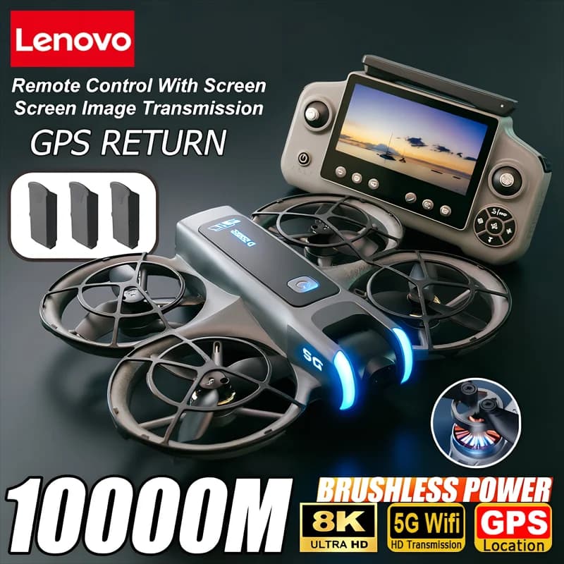 Lenovo D2 Drone 8K Aerial HD Intelligent Avoiding Obstacle with Larger Screen Remote Control Folding Brushless Power GPS Drone