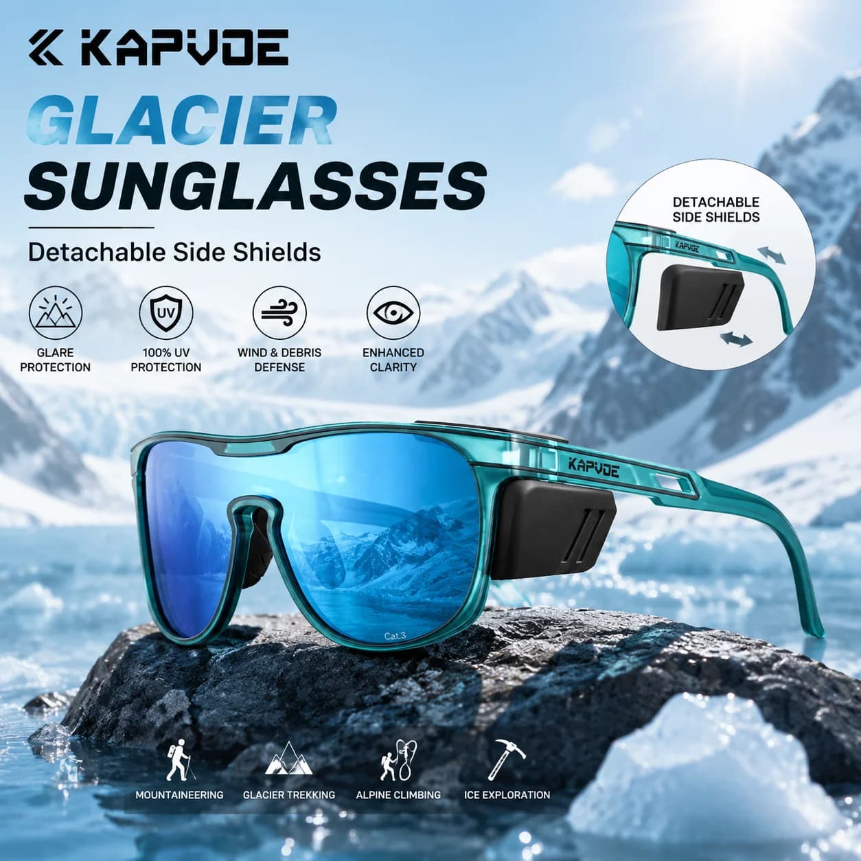 Kapvoe Glacier Occhiali da sole Occhiali da ciclismo per donna Sport all'aria aperta Bicicletta UV400 Occhiali da sole da bici Uomo MTB Ciclismo Bicicletta da strada