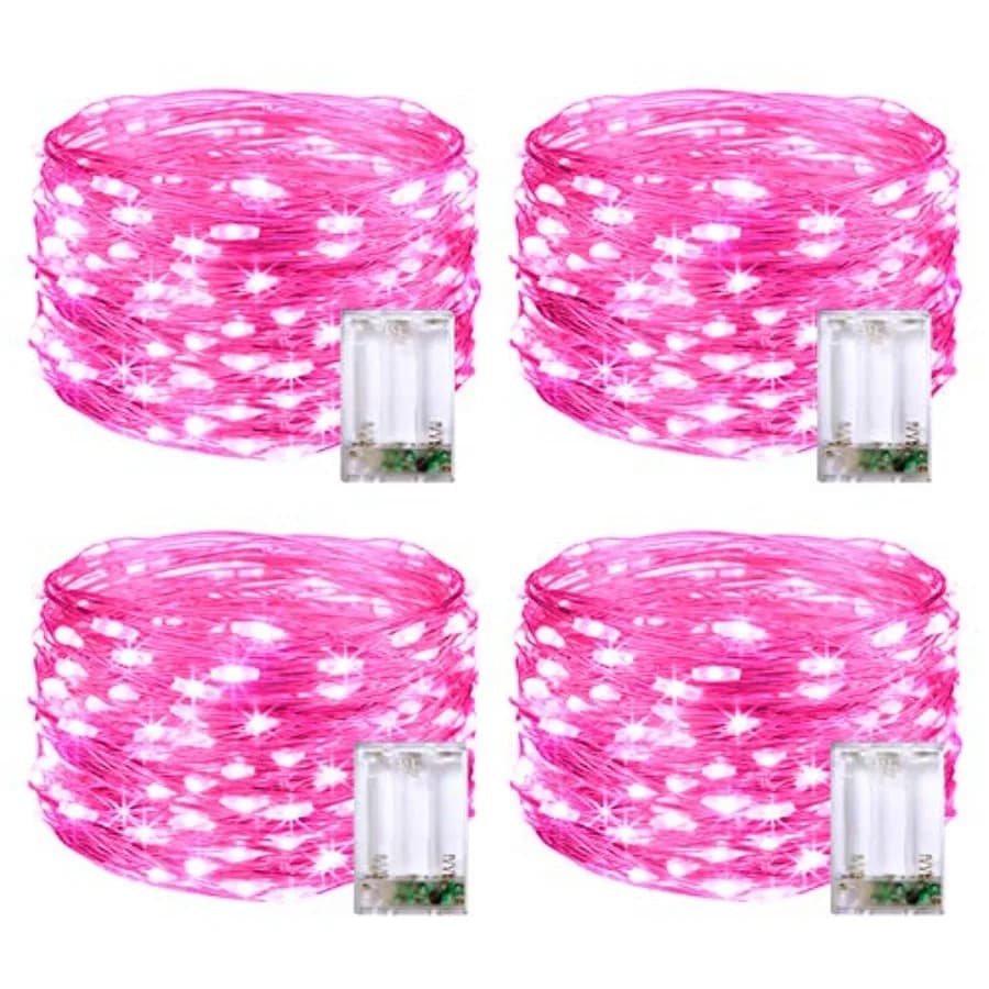 4 Pack 50 LED Fairy Lights Battery Operated, 16.1ft Room Decor Fairy Lights Indoor Outdoor Waterproof, Christmas String Lights