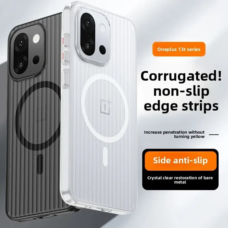 3D Luggage Corrugated Ice Mist Clear PC Magnetic Phone Case For Oneplus 15 13T 13 12 ACE2pro For Magsafe Matte Anti-drop Cover