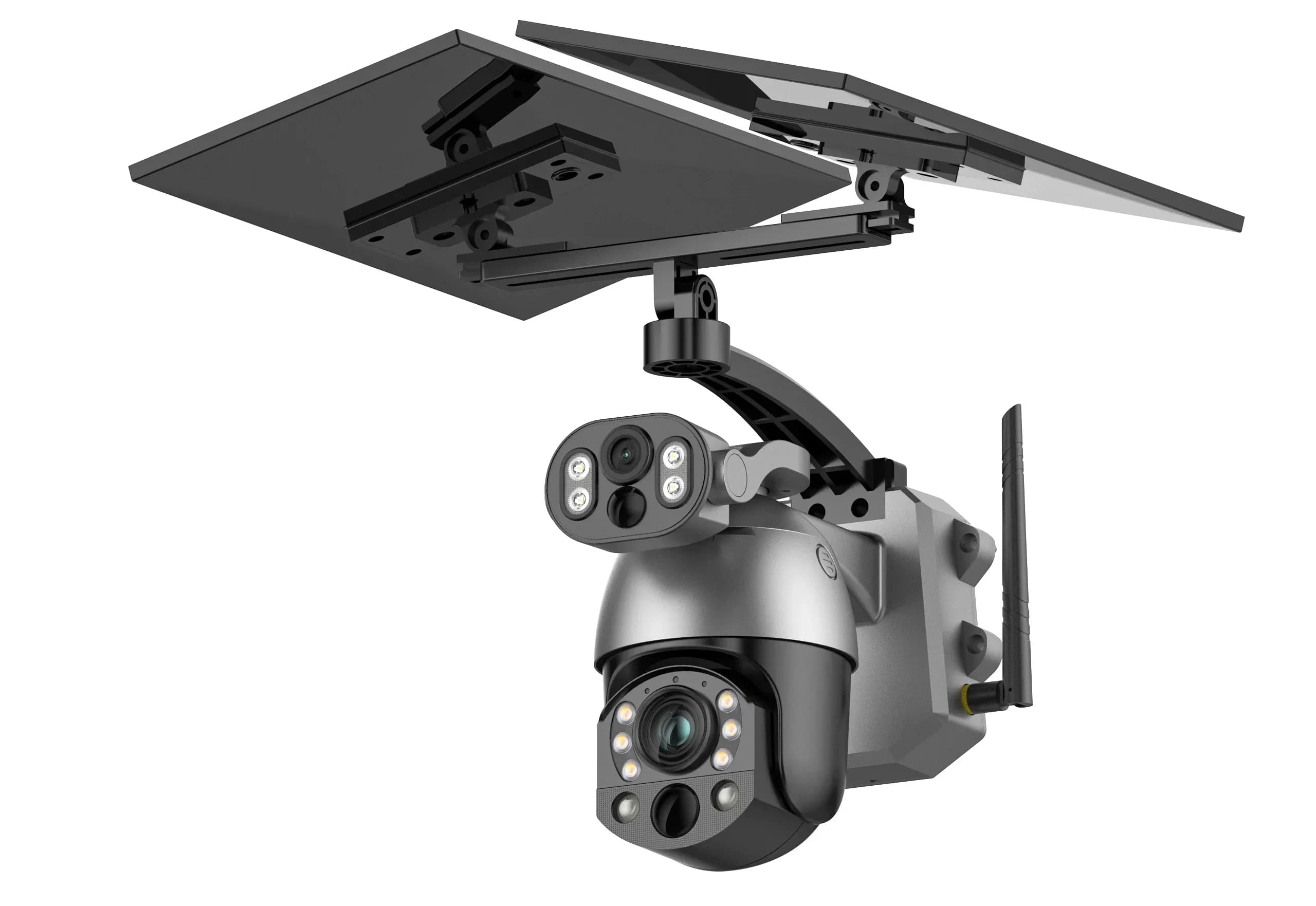 Custom IP65 Dual Lens WIFI 4G 5MP PTZ Solar Camera 12W Solar Panel 9600mAh Battery 99X Optical Zoom Night Vision AI SD Card