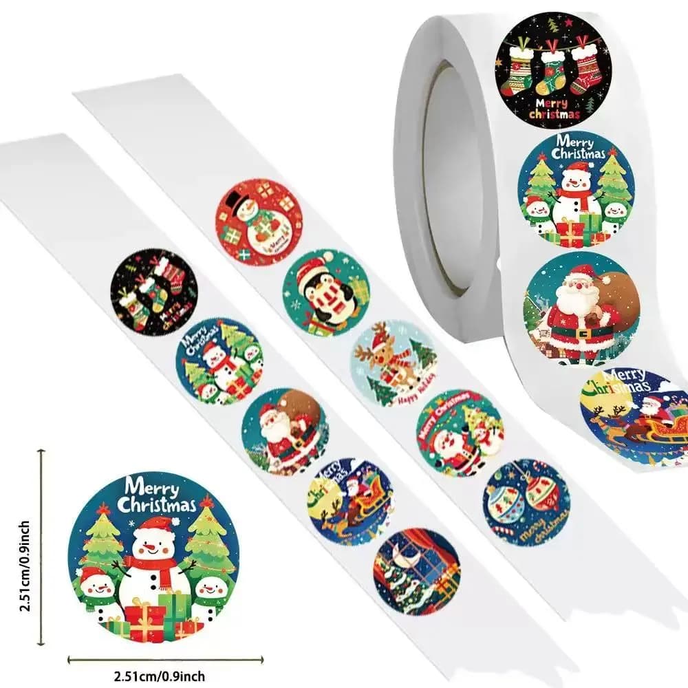 500PCS Cartoon Christmas Fun Reward Stickers 10 sheets 2.5cm/1.0-inch Christmas Learning Reward Set Party Gift Stamps